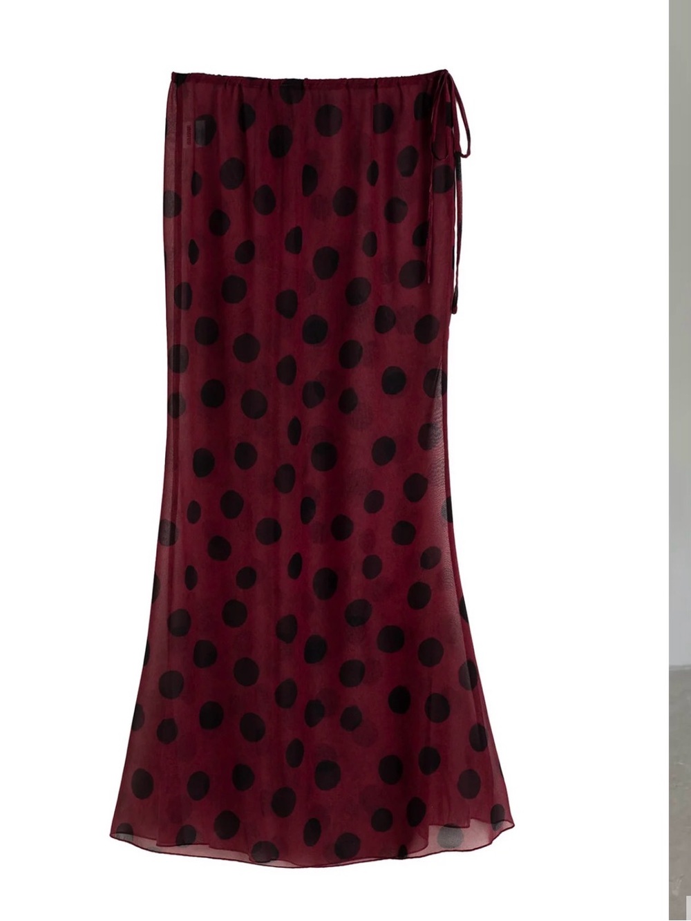 Gaudir Burgundy and Black Polka Dot Swim Coverup Skirt